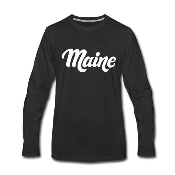 Maine Long Sleeve T-Shirt - Hand Lettered Unisex Maine Long Sleeve Shirt - black