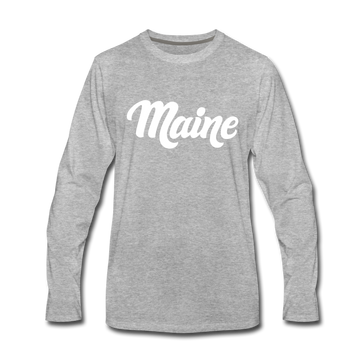 Maine Long Sleeve T-Shirt - Hand Lettered Unisex Maine Long Sleeve Shirt - heather gray