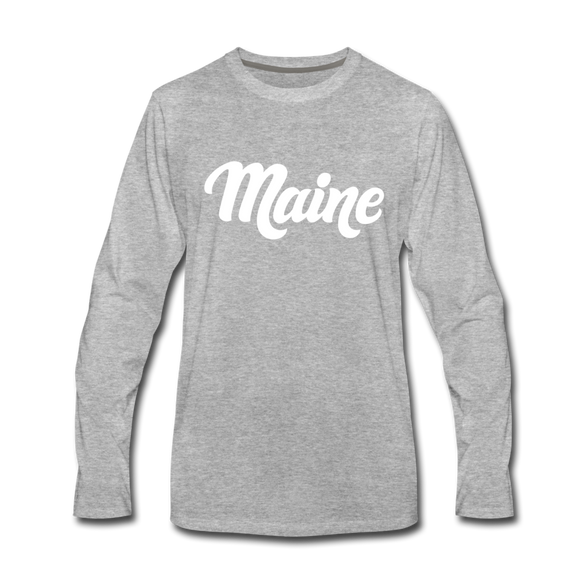 Maine Long Sleeve T-Shirt - Hand Lettered Unisex Maine Long Sleeve Shirt - heather gray