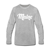 Maine Long Sleeve T-Shirt - Hand Lettered Unisex Maine Long Sleeve Shirt - heather gray