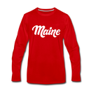 Maine Long Sleeve T-Shirt - Hand Lettered Unisex Maine Long Sleeve Shirt - red