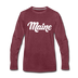 Maine Long Sleeve T-Shirt - Hand Lettered Unisex Maine Long Sleeve Shirt - heather burgundy
