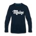 Maine Long Sleeve T-Shirt - Hand Lettered Unisex Maine Long Sleeve Shirt - deep navy