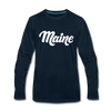 Maine Long Sleeve T-Shirt - Hand Lettered Unisex Maine Long Sleeve Shirt - deep navy