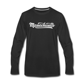 Massachusetts Long Sleeve T-Shirt - Hand Lettered Unisex Massachusetts Long Sleeve Shirt - black