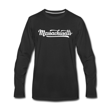 Massachusetts Long Sleeve T-Shirt - Hand Lettered Unisex Massachusetts Long Sleeve Shirt - black