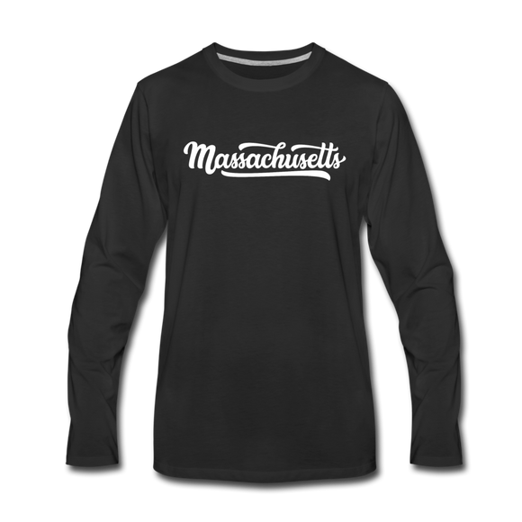 Massachusetts Long Sleeve T-Shirt - Hand Lettered Unisex Massachusetts Long Sleeve Shirt - black
