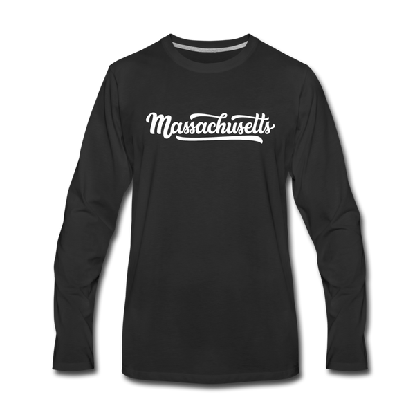 Massachusetts Long Sleeve T-Shirt - Hand Lettered Unisex Massachusetts Long Sleeve Shirt - black