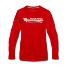 Massachusetts Long Sleeve T-Shirt - Hand Lettered Unisex Massachusetts Long Sleeve Shirt - red