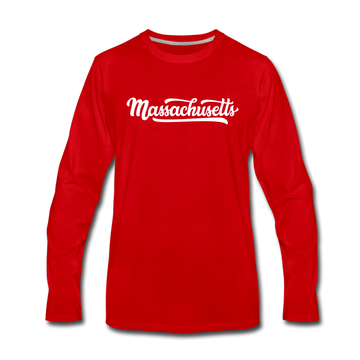 Massachusetts Long Sleeve T-Shirt - Hand Lettered Unisex Massachusetts Long Sleeve Shirt - red