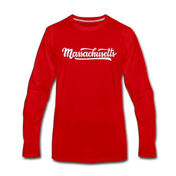 Massachusetts Long Sleeve T-Shirt - Hand Lettered Unisex Massachusetts Long Sleeve Shirt - red