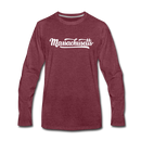 Massachusetts Long Sleeve T-Shirt - Hand Lettered Unisex Massachusetts Long Sleeve Shirt - heather burgundy