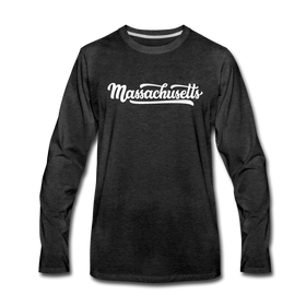 Massachusetts Long Sleeve T-Shirt - Hand Lettered Unisex Massachusetts Long Sleeve Shirt - charcoal gray