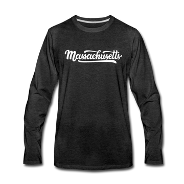 Massachusetts Long Sleeve T-Shirt - Hand Lettered Unisex Massachusetts Long Sleeve Shirt - charcoal gray
