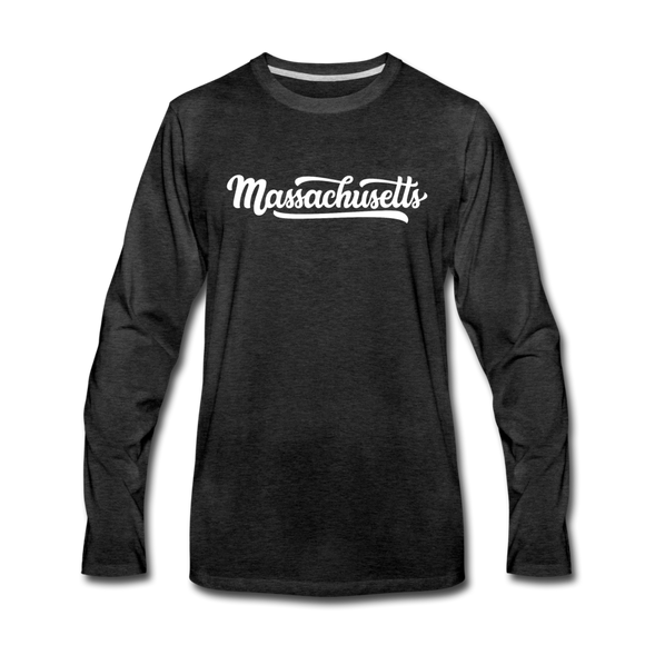 Massachusetts Long Sleeve T-Shirt - Hand Lettered Unisex Massachusetts Long Sleeve Shirt - charcoal gray