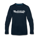 Massachusetts Long Sleeve T-Shirt - Hand Lettered Unisex Massachusetts Long Sleeve Shirt - deep navy