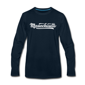 Massachusetts Long Sleeve T-Shirt - Hand Lettered Unisex Massachusetts Long Sleeve Shirt - deep navy