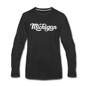 Michigan Long Sleeve T-Shirt - Hand Lettered Unisex Michigan Long Sleeve Shirt - black