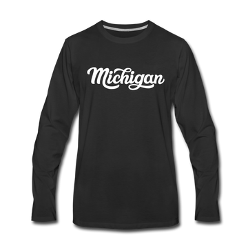Michigan Long Sleeve T-Shirt - Hand Lettered Unisex Michigan Long Sleeve Shirt - black
