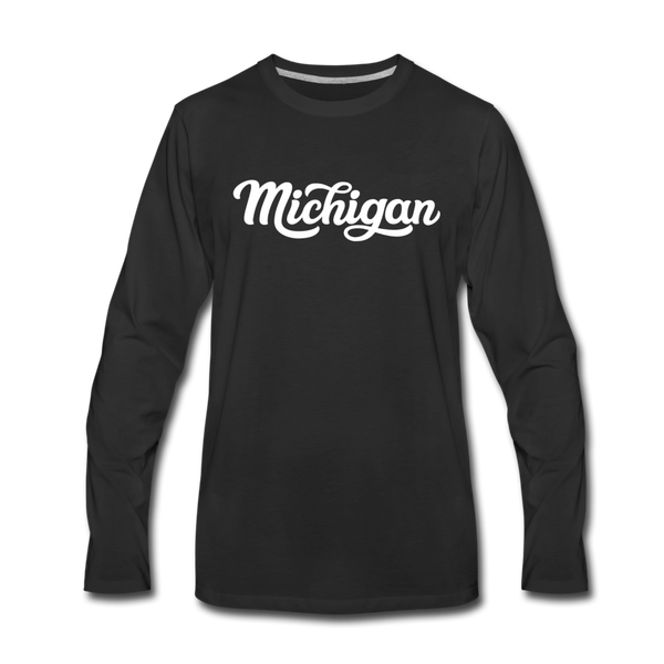 Michigan Long Sleeve T-Shirt - Hand Lettered Unisex Michigan Long Sleeve Shirt - black