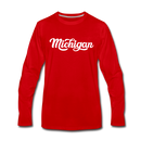 Michigan Long Sleeve T-Shirt - Hand Lettered Unisex Michigan Long Sleeve Shirt - red