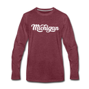 Michigan Long Sleeve T-Shirt - Hand Lettered Unisex Michigan Long Sleeve Shirt - heather burgundy