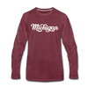 Michigan Long Sleeve T-Shirt - Hand Lettered Unisex Michigan Long Sleeve Shirt - heather burgundy