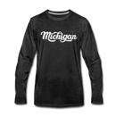 Michigan Long Sleeve T-Shirt - Hand Lettered Unisex Michigan Long Sleeve Shirt - charcoal gray