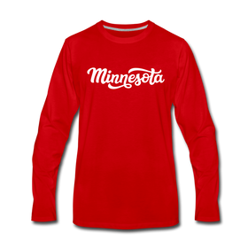 Minnesota Long Sleeve T-Shirt - Hand Lettered Unisex Minnesota Long Sleeve Shirt - red