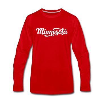 Minnesota Long Sleeve T-Shirt - Hand Lettered Unisex Minnesota Long Sleeve Shirt - red