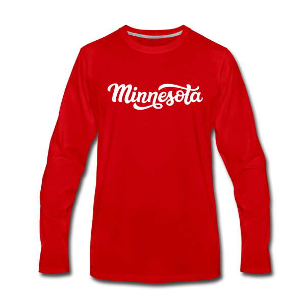 Minnesota Long Sleeve T-Shirt - Hand Lettered Unisex Minnesota Long Sleeve Shirt - red