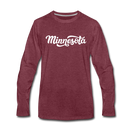 Minnesota Long Sleeve T-Shirt - Hand Lettered Unisex Minnesota Long Sleeve Shirt - heather burgundy