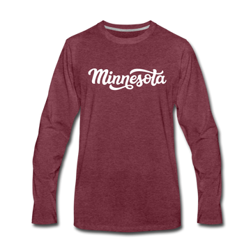 Minnesota Long Sleeve T-Shirt - Hand Lettered Unisex Minnesota Long Sleeve Shirt - heather burgundy