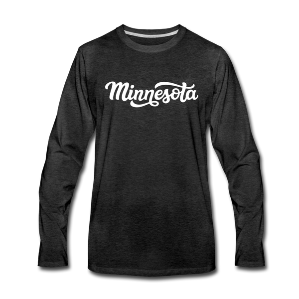 Minnesota Long Sleeve T-Shirt - Hand Lettered Unisex Minnesota Long Sleeve Shirt - charcoal gray