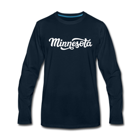 Minnesota Long Sleeve T-Shirt - Hand Lettered Unisex Minnesota Long Sleeve Shirt - deep navy
