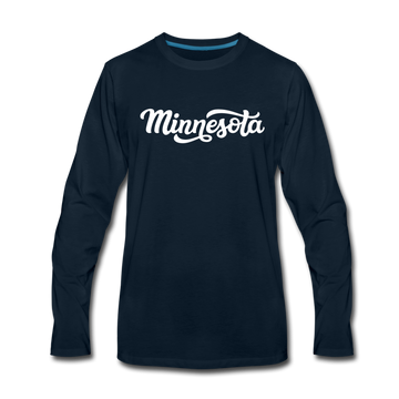 Minnesota Long Sleeve T-Shirt - Hand Lettered Unisex Minnesota Long Sleeve Shirt - deep navy