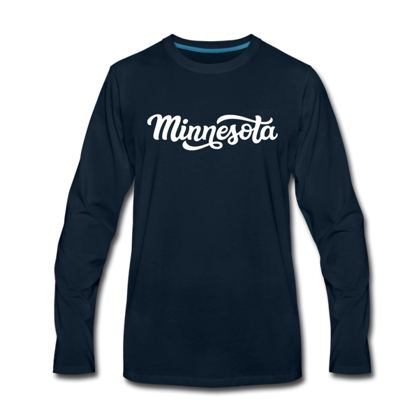 Minnesota Long Sleeve T-Shirt - Hand Lettered Unisex Minnesota Long Sleeve Shirt - deep navy