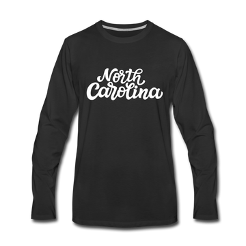 North Carolina Long Sleeve T-Shirt - Hand Lettered Unisex North Carolina Long Sleeve Shirt - black