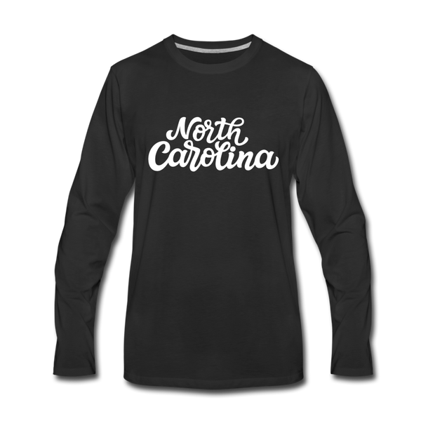 North Carolina Long Sleeve T-Shirt - Hand Lettered Unisex North Carolina Long Sleeve Shirt - black