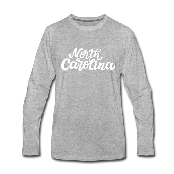 North Carolina Long Sleeve T-Shirt - Hand Lettered Unisex North Carolina Long Sleeve Shirt - heather gray
