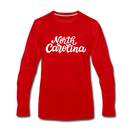 North Carolina Long Sleeve T-Shirt - Hand Lettered Unisex North Carolina Long Sleeve Shirt - red