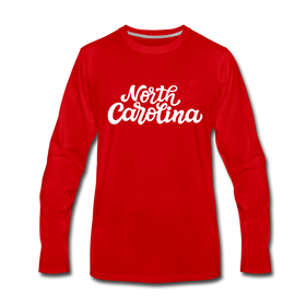 North Carolina Long Sleeve T-Shirt - Hand Lettered Unisex North Carolina Long Sleeve Shirt - red