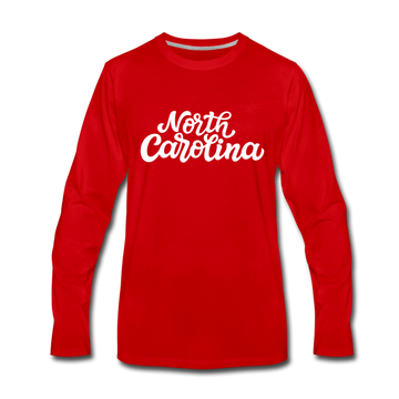 North Carolina Long Sleeve T-Shirt - Hand Lettered Unisex North Carolina Long Sleeve Shirt - red