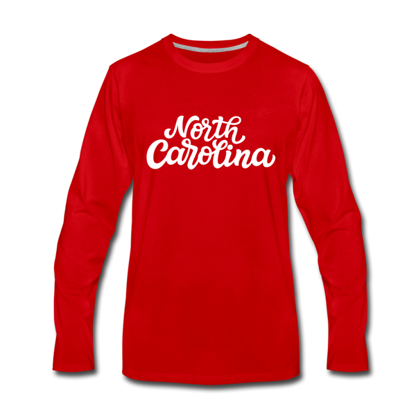 North Carolina Long Sleeve T-Shirt - Hand Lettered Unisex North Carolina Long Sleeve Shirt - red
