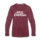 North Carolina Long Sleeve T-Shirt - Hand Lettered Unisex North Carolina Long Sleeve Shirt - heather burgundy