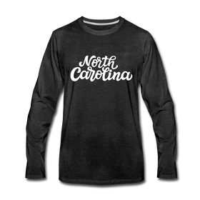 North Carolina Long Sleeve T-Shirt - Hand Lettered Unisex North Carolina Long Sleeve Shirt - charcoal gray