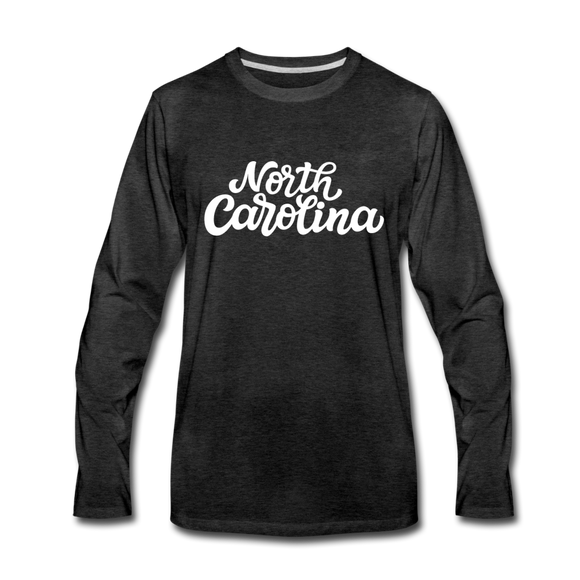 North Carolina Long Sleeve T-Shirt - Hand Lettered Unisex North Carolina Long Sleeve Shirt - charcoal gray