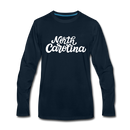 North Carolina Long Sleeve T-Shirt - Hand Lettered Unisex North Carolina Long Sleeve Shirt - deep navy