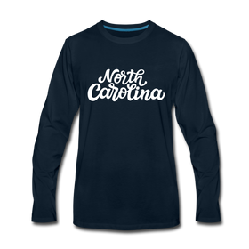 North Carolina Long Sleeve T-Shirt - Hand Lettered Unisex North Carolina Long Sleeve Shirt - deep navy