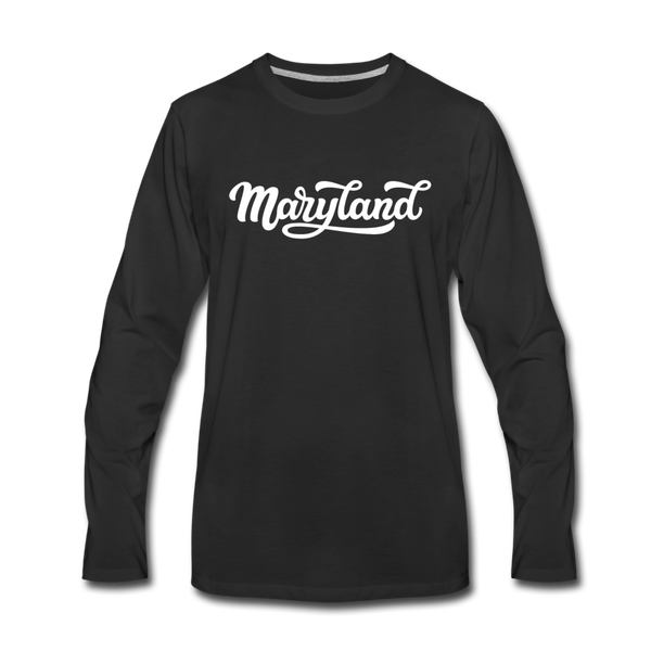 Maryland Long Sleeve T-Shirt - Hand Lettered Unisex Maryland Long Sleeve Shirt - black